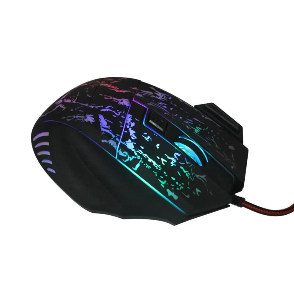 Souris transparente lumineuse filaire USB 1200 dpi à 7 boutons