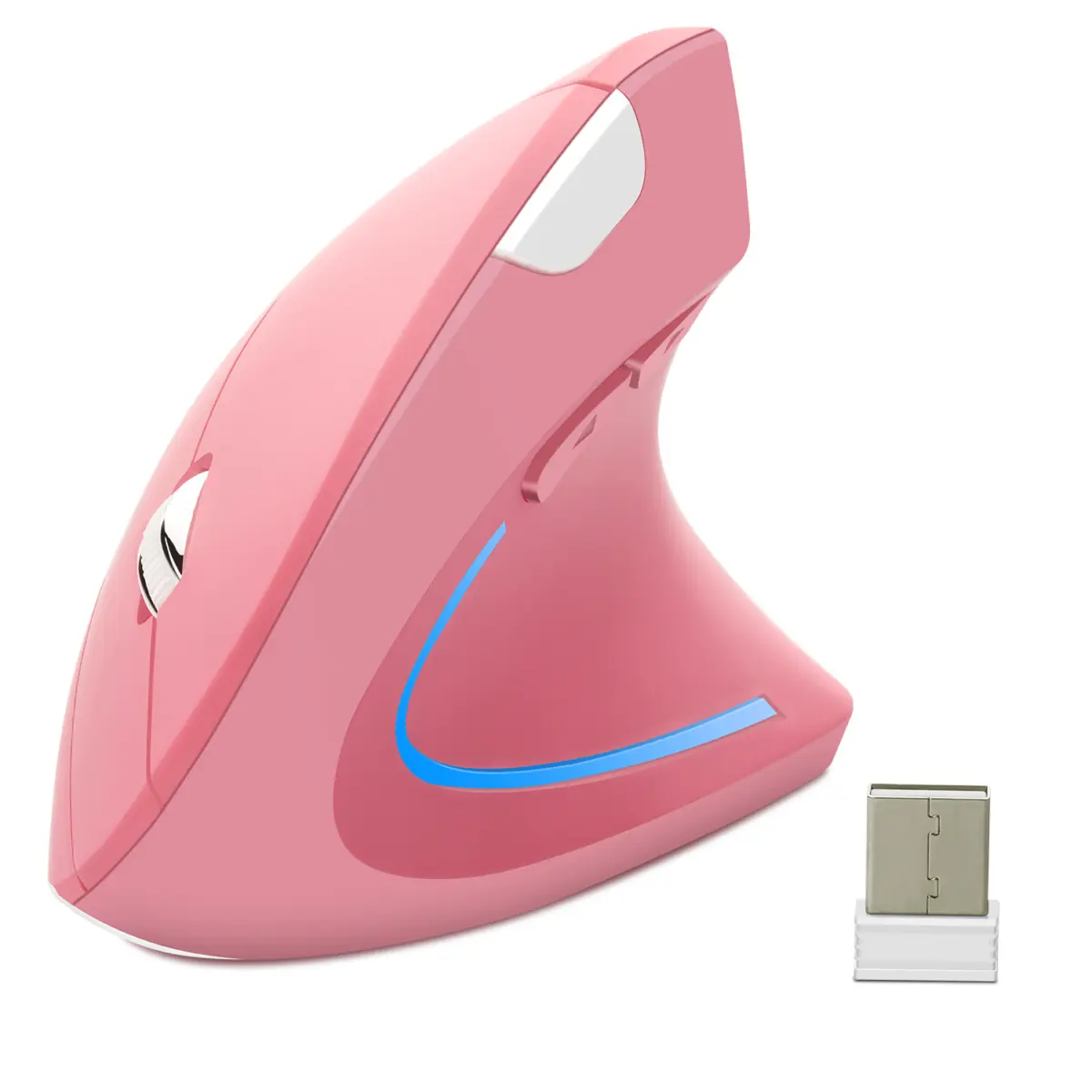 Souris verticale bureautique sans fil 1600 DPI, blanche, noire ou rose