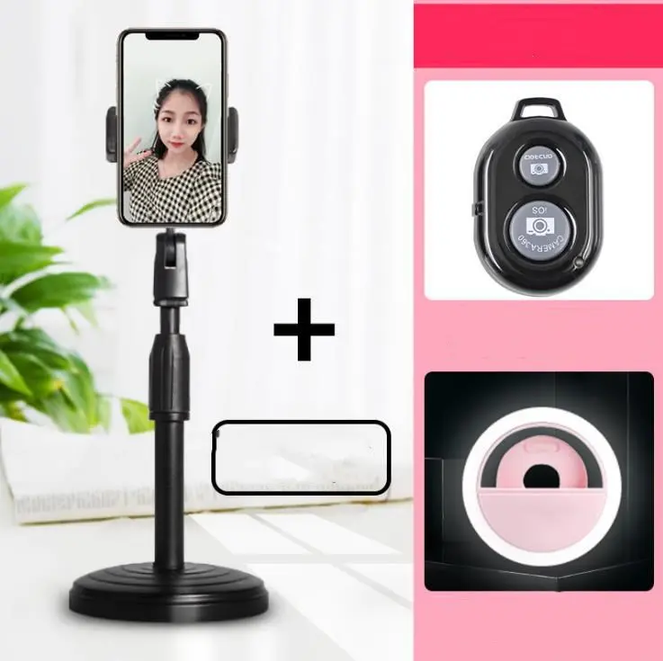 Support de live réglable pour téléphone, avec option selfie et lumière