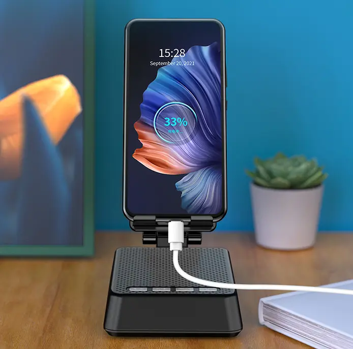 Support enceinte Bluetooth 5.0 pour téléphone, batterie 1800 mAh
