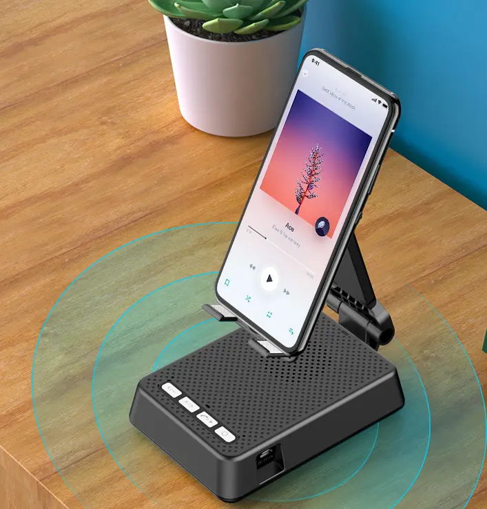Support enceinte Bluetooth 5.0 pour téléphone, batterie 1800 mAh