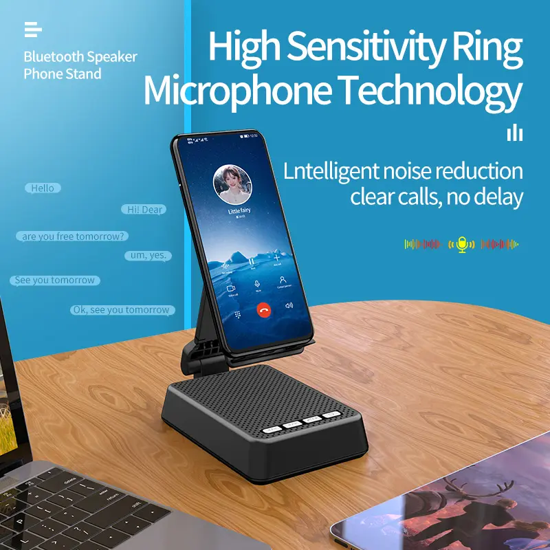 Support enceinte Bluetooth 5.0 pour téléphone, batterie 1800 mAh