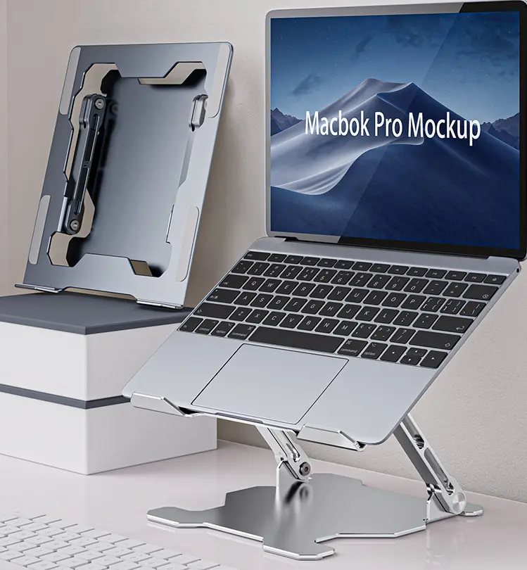 Support PC portable ajouré en aluminium, pliable et inclinable