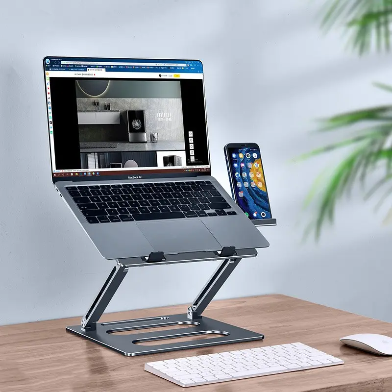 Support PC portable relevable en aluminium, hauteur 34 cm