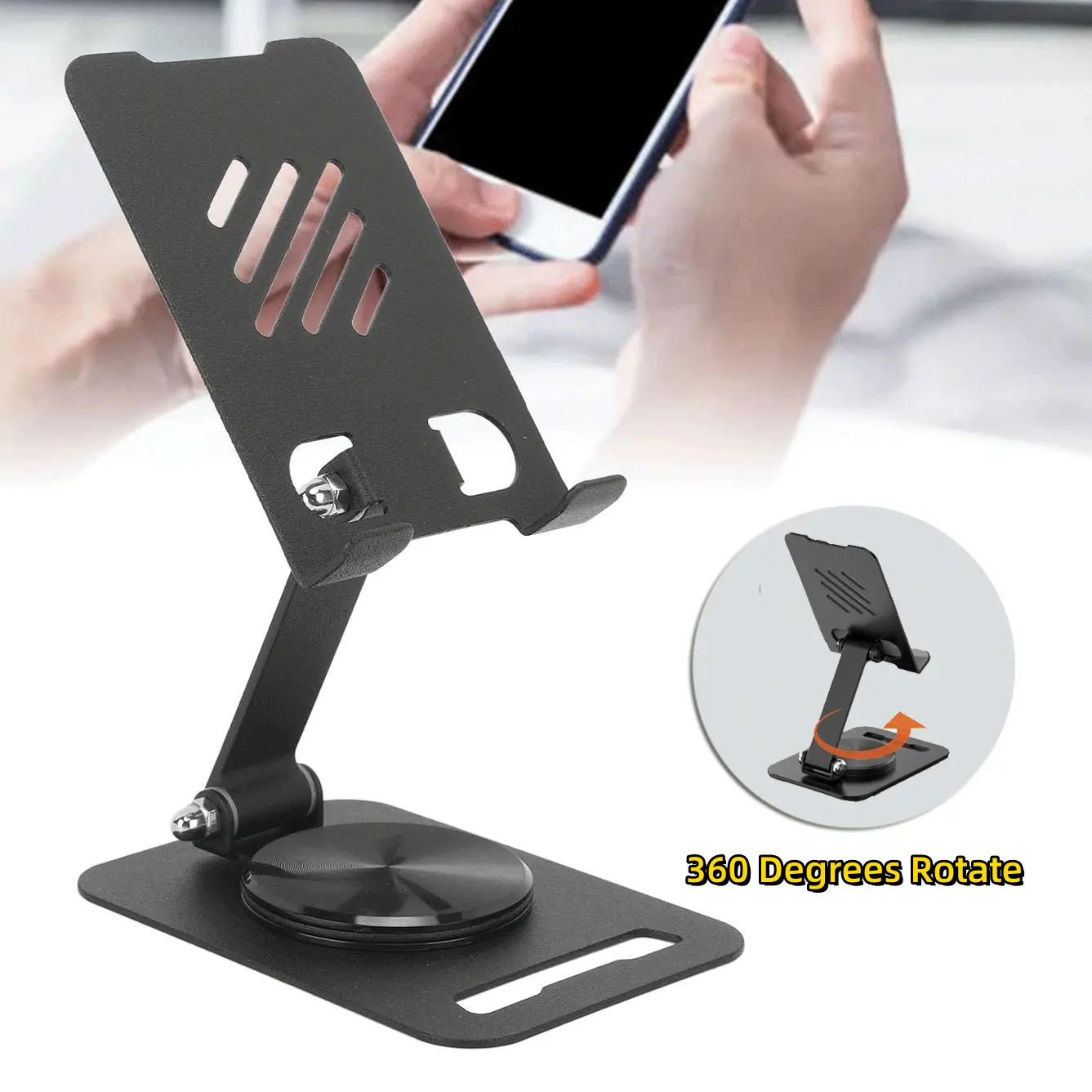 Support tablette rotatif 360° en alliage pour téléphone et bureau