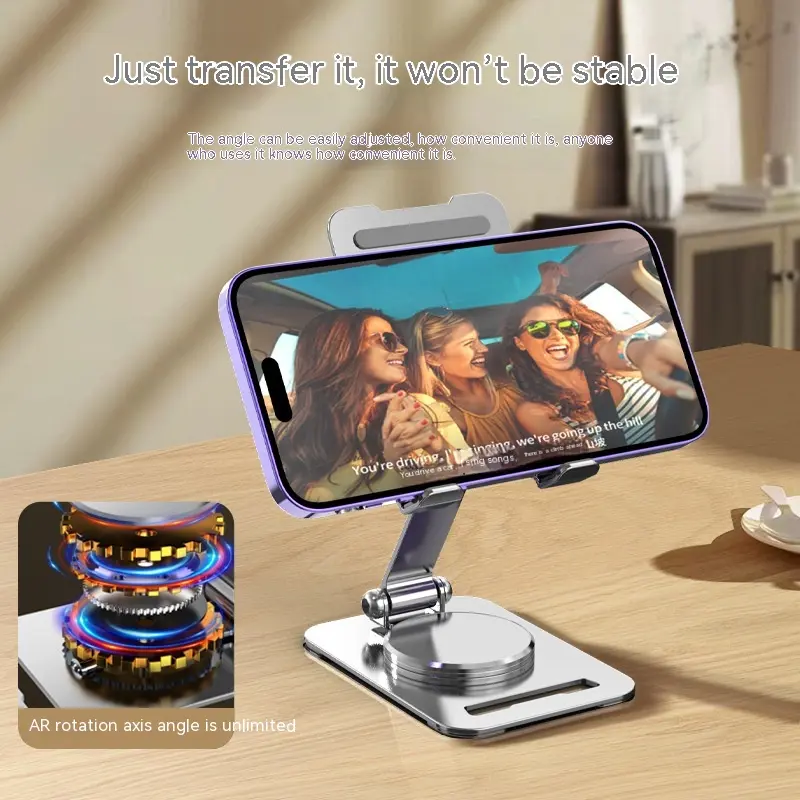 Support tablette rotatif 360° en alliage pour téléphone et bureau