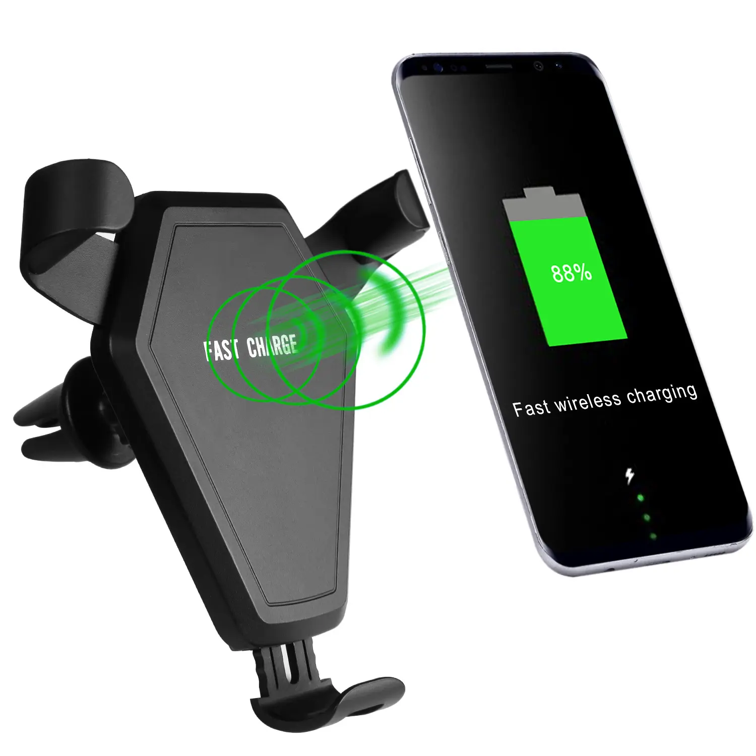 Support voiture à induction avec entrée micro USB, coloris noir