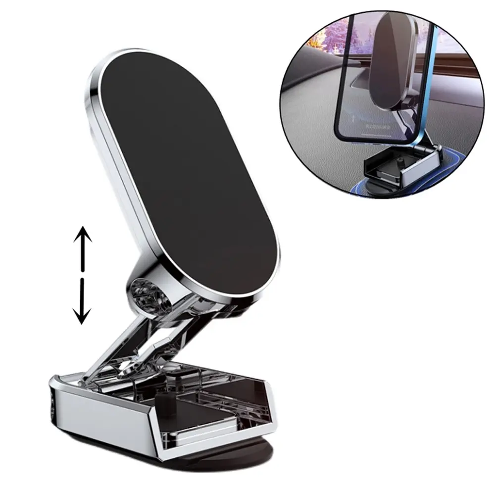Support voiture magnétique pliable rotatif en alliage de zinc