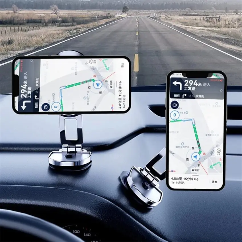 Support voiture magnétique pliable rotatif en alliage de zinc