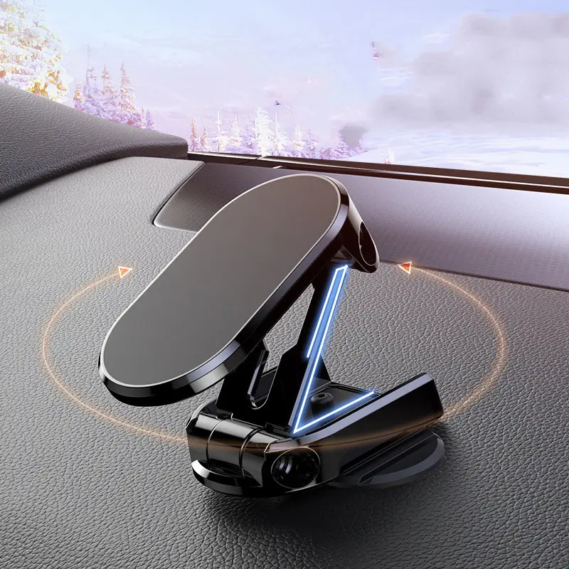 Support voiture magnétique pliable rotatif en alliage de zinc