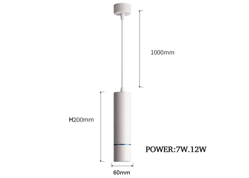 Suspension LED cylindrique en aluminium, style macaron