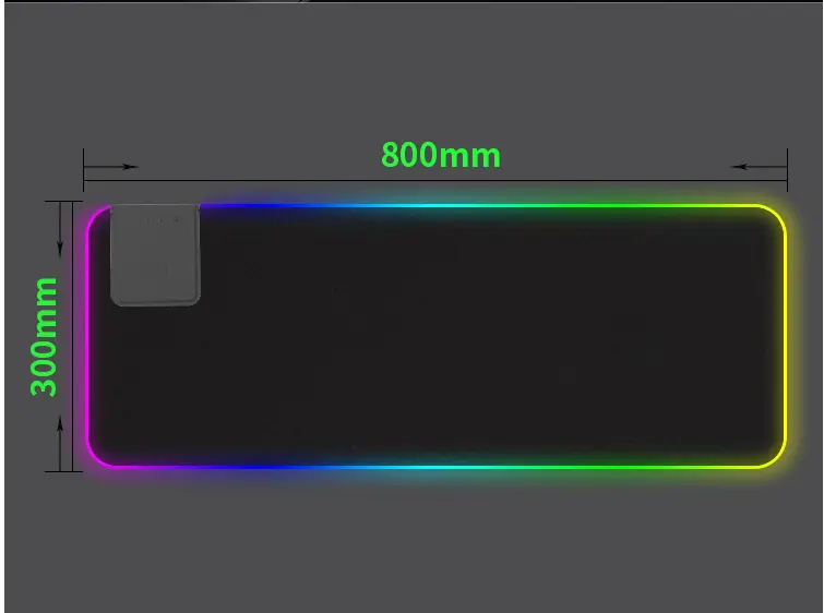 Tapis LED 11 modes pour souris et clavier, éclairage sur 4 côtés