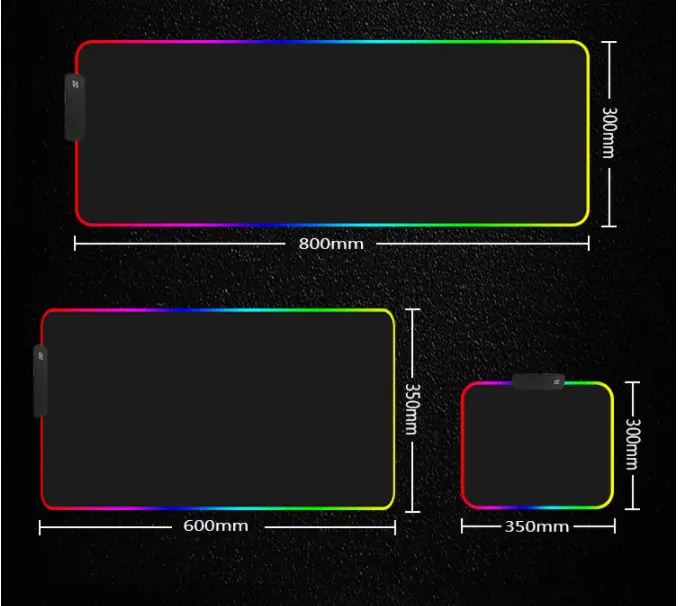 Tapis RGB 12 modes pour souris, 14 tailles au choix