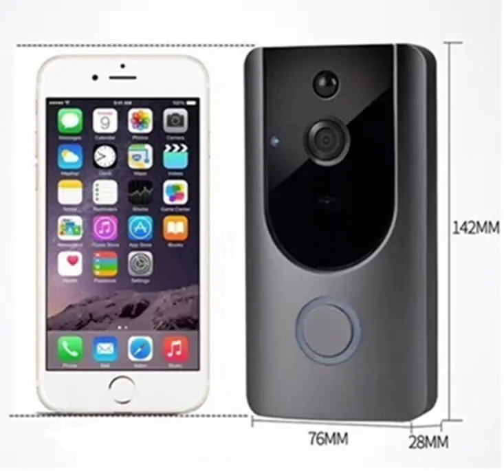 Visiophone 2 piles 18650 WiFi 720p, grand angle 166° et interphone