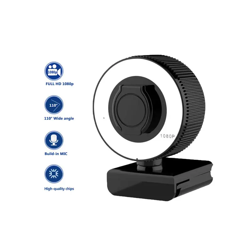 Webcam 1080p avec micro intégré et câble USB de 1,5 m