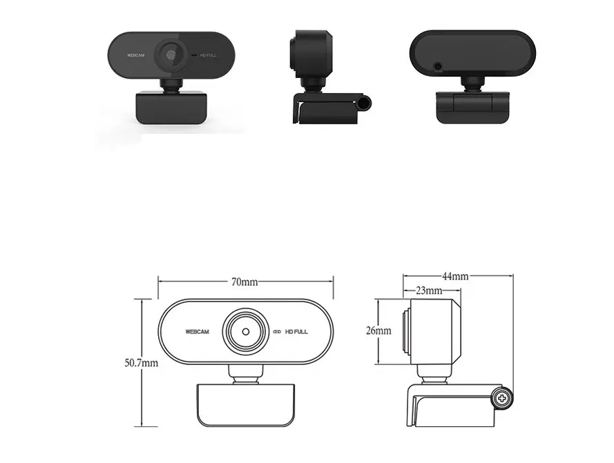 Webcam autofocus 1080p USB avec micro intégré et câble de 1,2 m