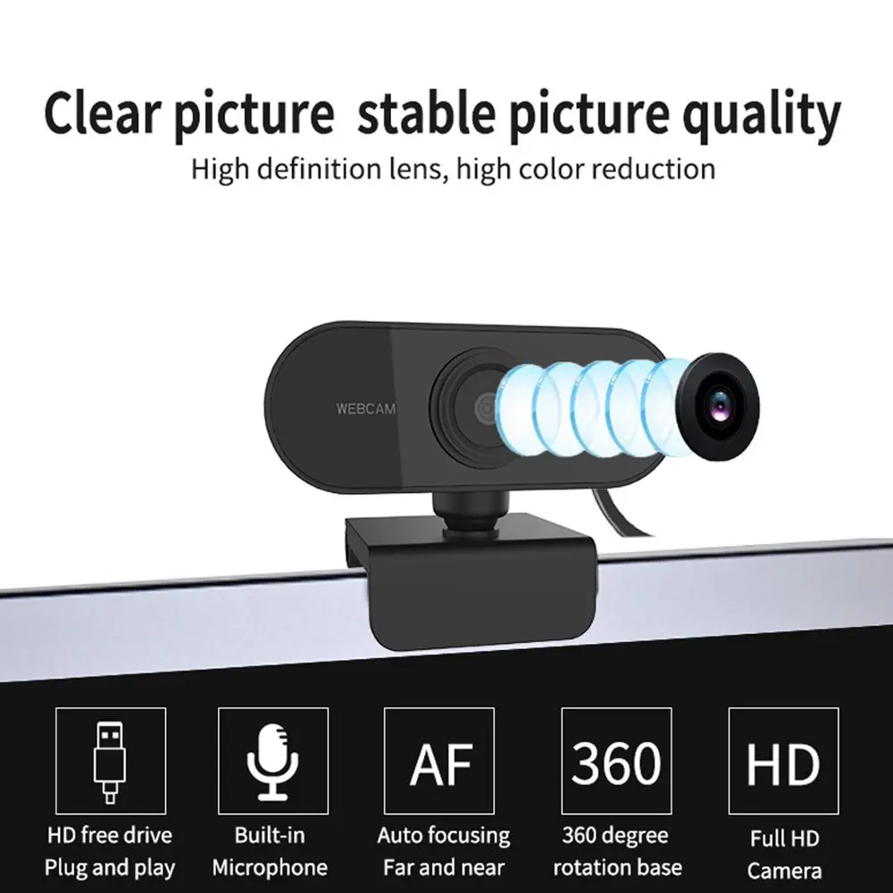 Webcam autofocus 1080p USB avec micro intégré et câble de 1,2 m